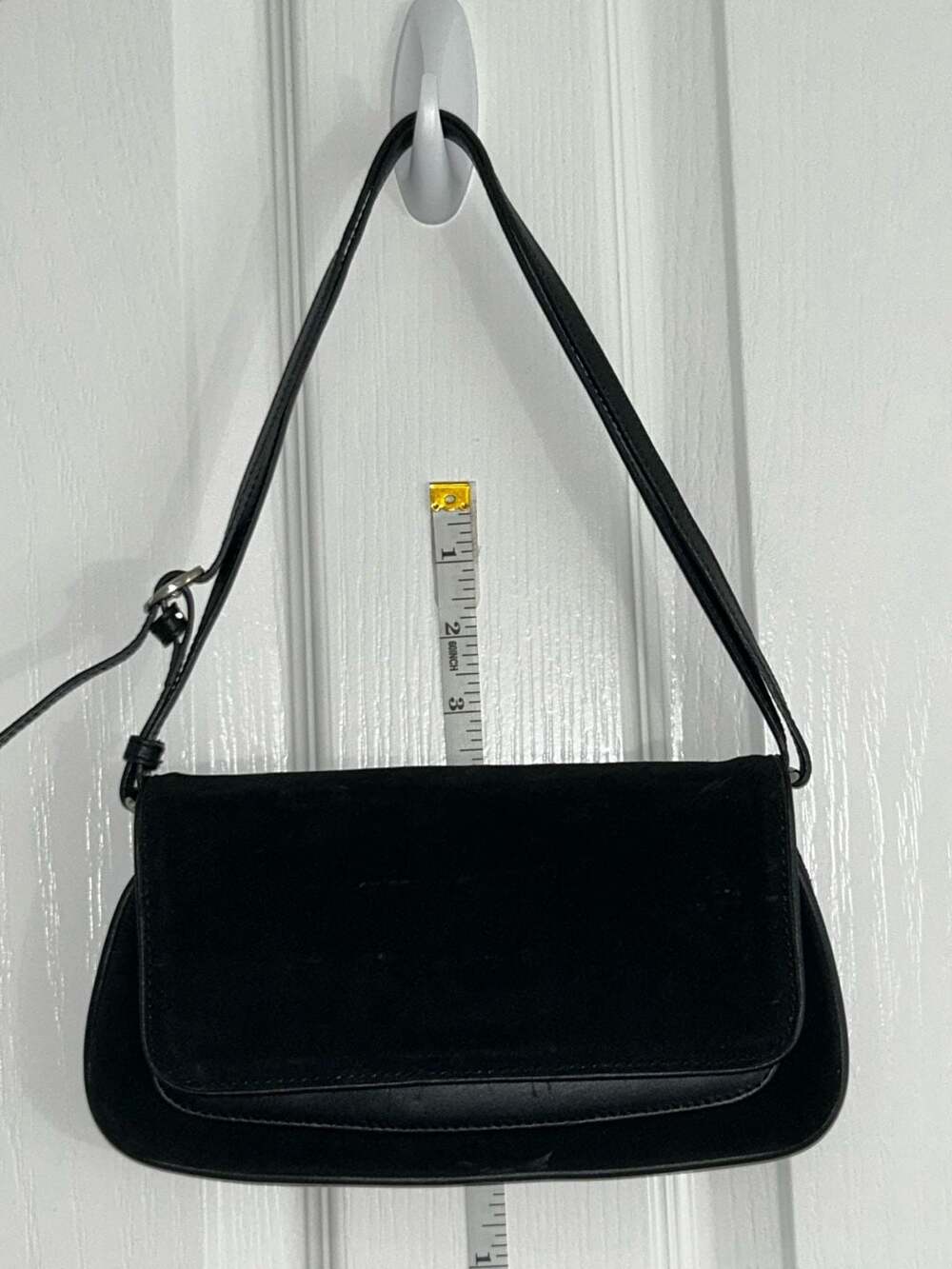 Vintage Black Suede and Leather Shoulder Bag
